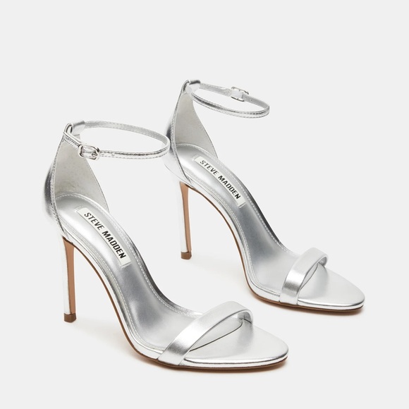 Steve Madden Silver Leather High Heel Sandal (size 11/ 12) - Picture 1 of 10